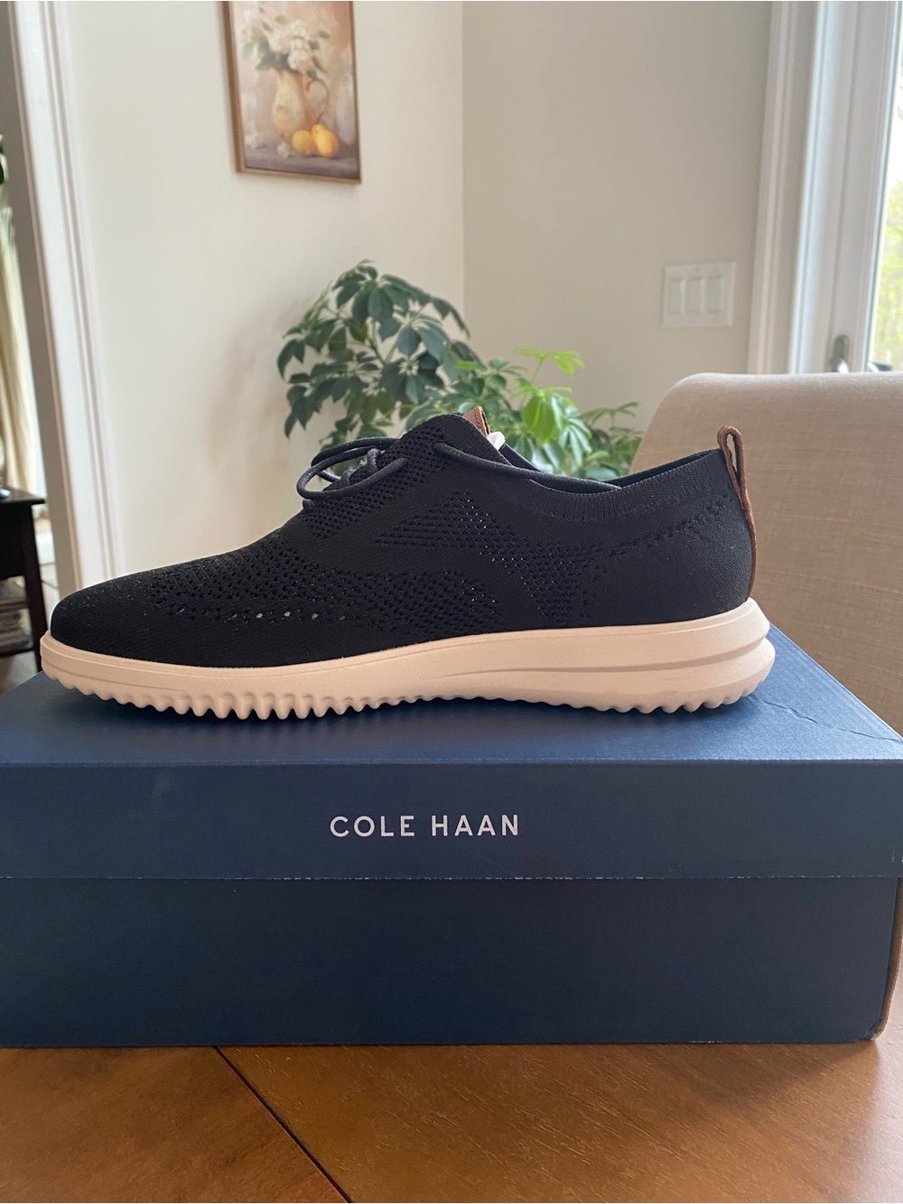 Cole Haan Black Knit Oxford with Cream Sole